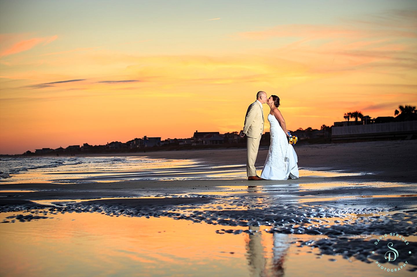 Beach Wedding sunset - Folly Beach Wedding Photography - Brenna and David