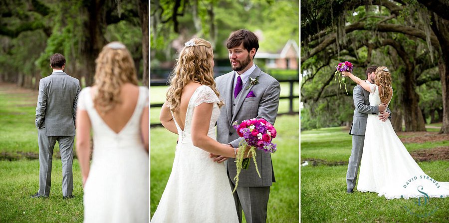 First Look - Boone Hall Wedding Photographer - Ashley and Chase