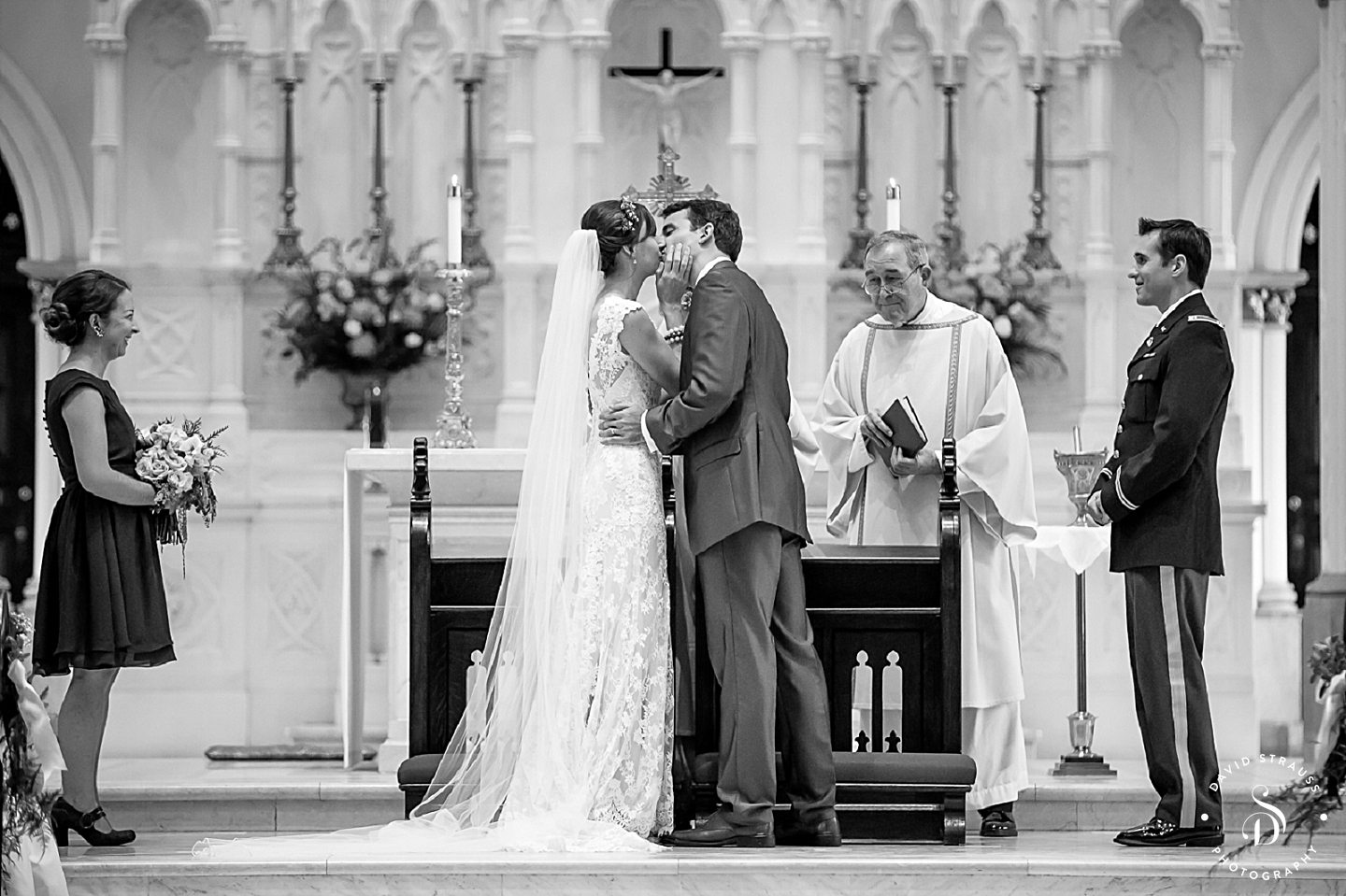 First Kiss - St John's Cathedral - Charleston Wedding Photography - Hannah and Chris