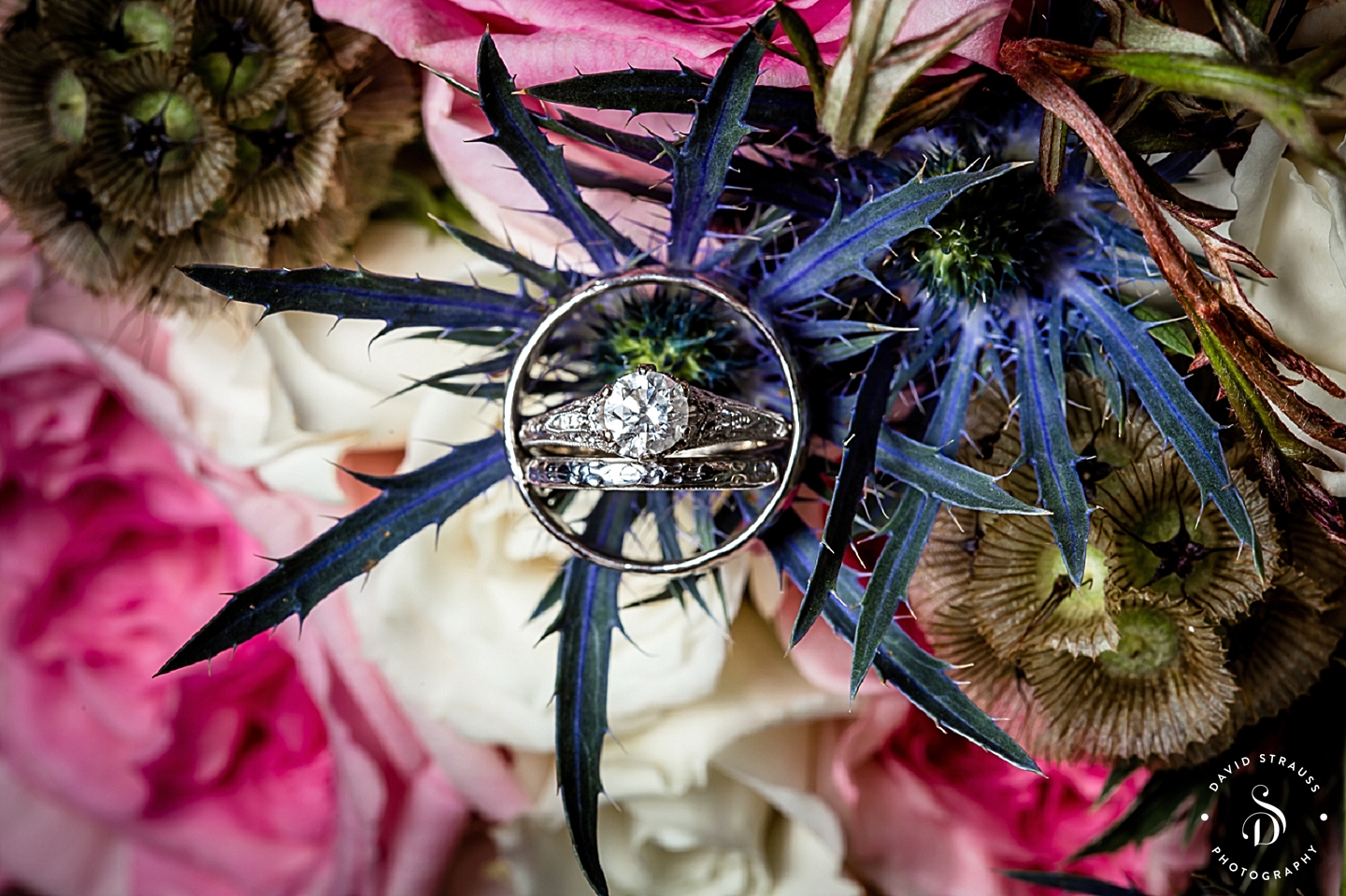 Wedding Rings in Bouquet - Founders Hall - Charleston Wedding Photography - Hannah and Chris