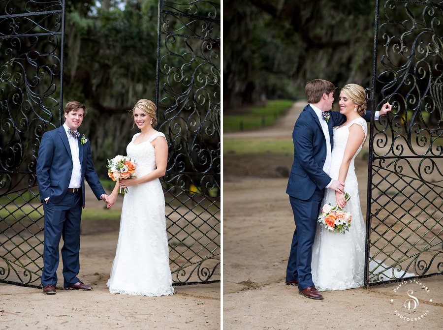 Boone Hall Plantation Wedding Pictures - Poppy Field - Avenue of Oaks - Gate - Bride and Groom -35