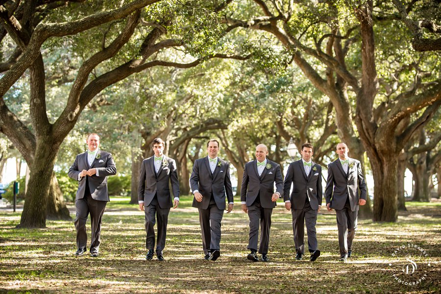 Battery Park Posed Pictures - Charleston Photographer - groomsmen walking